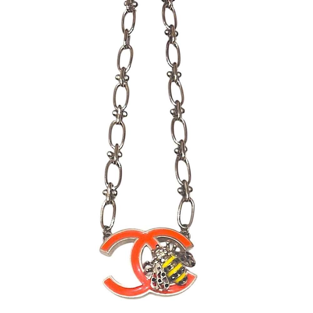 CHANEL Vtg 04 Iconic CC Necklace Bumblebee Pendant Rare Lux CC